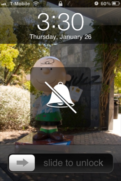 Screen of a locked iPhone, displaying the