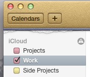 The hazard triangle icon appears on the same line as the 'iCloud' group header, and sits at the right edge of that line.