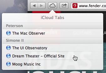 The iCloud Tabs menu looks and behaves more like an iOS menu than a standard OS X menu.