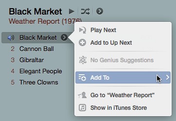 The new iTunes context menu's appearance is very similar to that of an iOS menu.