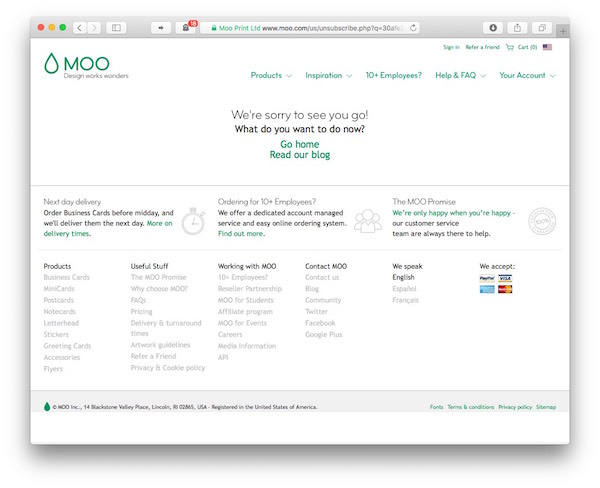 Showing the same plethora of navigation options and marketing texts as on the previous page, Moo is now 